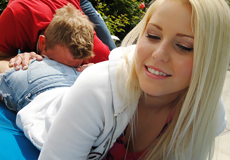 Cute Blonde Sexting By Pool