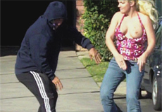 Blonde Bitch Slaps Pervert. with Public Violations by PornPros